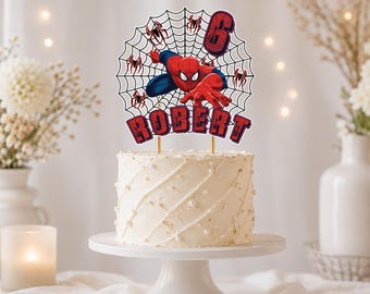 Spiderman Birthday Cake Topper | Personalized Party Decor - Digital Download -