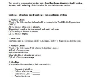 WGU D545 Evaluación objetiva de la administración de salud / Descarga instantánea