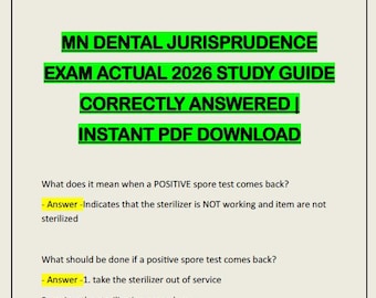 MN Dental Jurisprudence Exam Actual 2026/2027 Study Guide Correctly Answered | Instant PDF Download