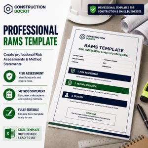 RAMS Template - Risk Assessment Method Statement - Construction Groundworks - Health Safety Excel - Site Manager Tool