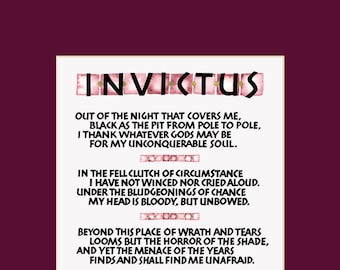 Invictus poem, 8x10 invictus print, I am the master of my fate, inspirational print, wall art