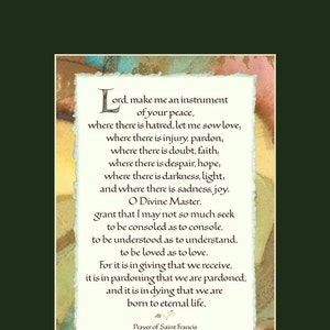 St Francis Prayer 8x10&quot; calligraphy print, Lord make me an instrument, spiritual quote, inspirational print, spiritual wall art