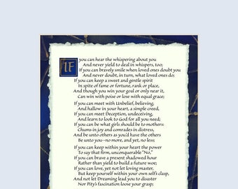 Inspirational Poem Print, Gift for Girls, Calligraphic Font (8x10 Matted)