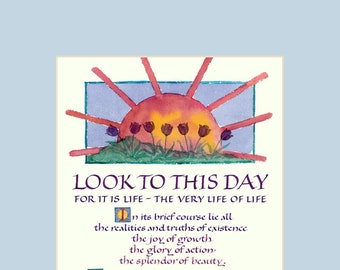 Look to This Day 11x14 Calligraphy Print, Inspirational Quote, Wall Art ...