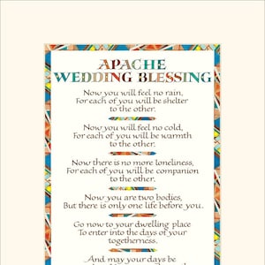 8x10" Apache Wedding Blessing print, wedding blessing print, wedding gift, calligraphy print