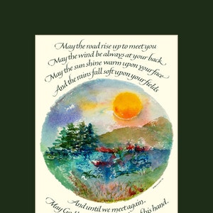 Irish Blessing 8x10&quot; calligraphy print, may the road rise up to meet you, spiritual quote, inspirational print, spiritual wall art