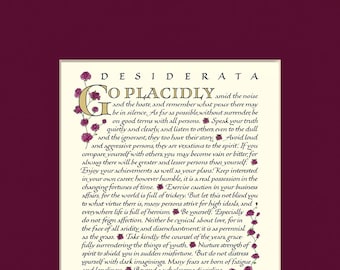 Desiderata poem, 11x14&quot; Desiderata print, go placidly, Max Ehrmann, inspirational print