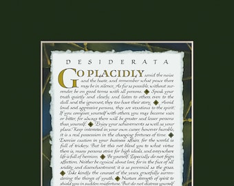 Impresión de Desiderata, poema de Max Ehrmann, arte mural inspirador (11 x 14 con paspartú)