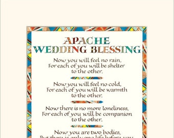 Apache Wedding Blessing, 11x14" wedding blessing print, wedding gift, calligraphy print