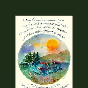 Irish Blessing 11x14&quot; calligraphy print, may the road rise up to meet you, spiritual quote, inspirational print, spiritual wall art