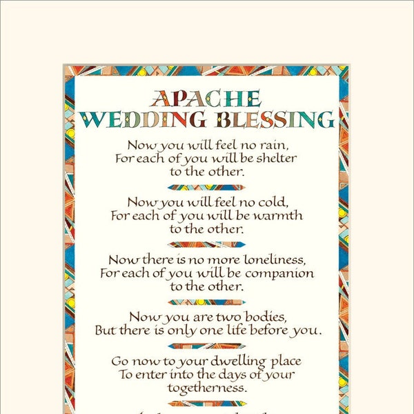 Apache Wedding Blessing, 11x14" wedding blessing print, wedding gift, calligraphy print