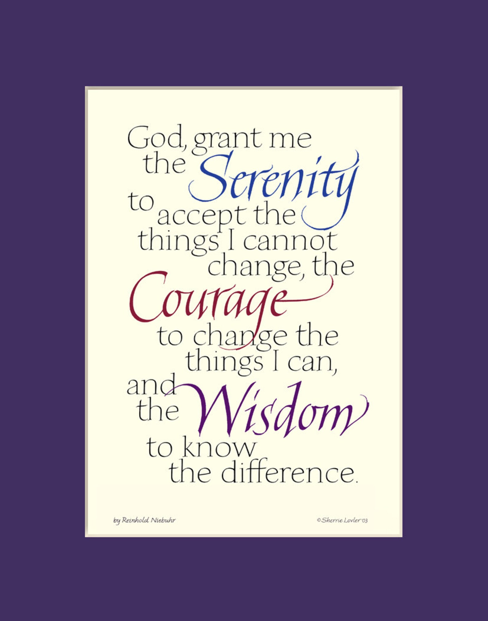 Serenity Prayer 11x14 Serenity Prayer Print Aa Quote Serenity Prayer