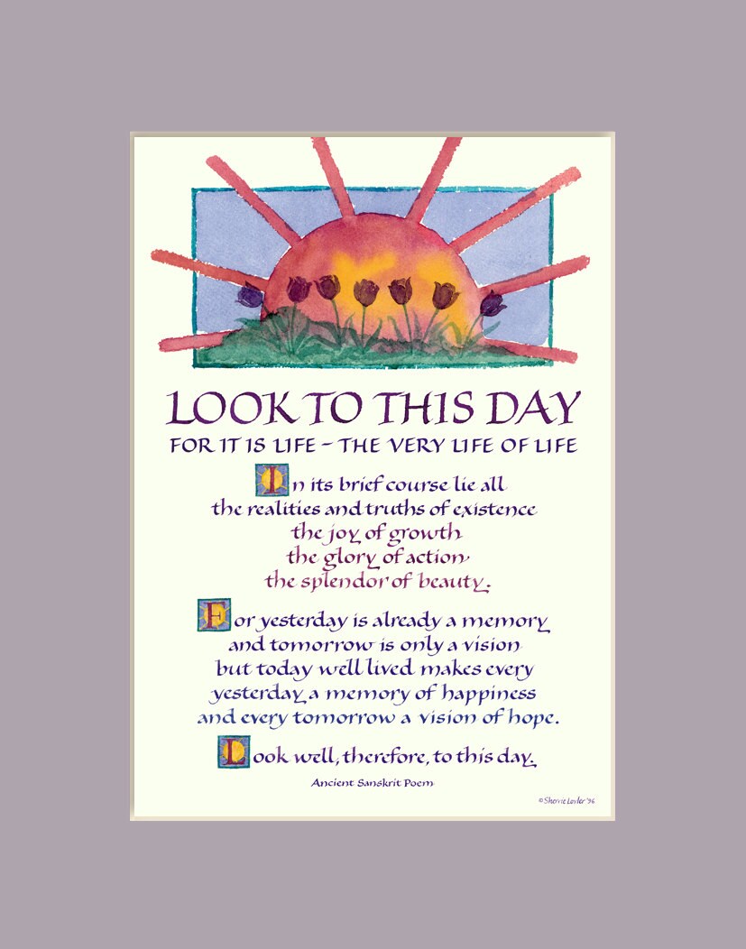 Look to This Day 11x14 Calligraphy Print, Inspirational Quote, Wall Art ...