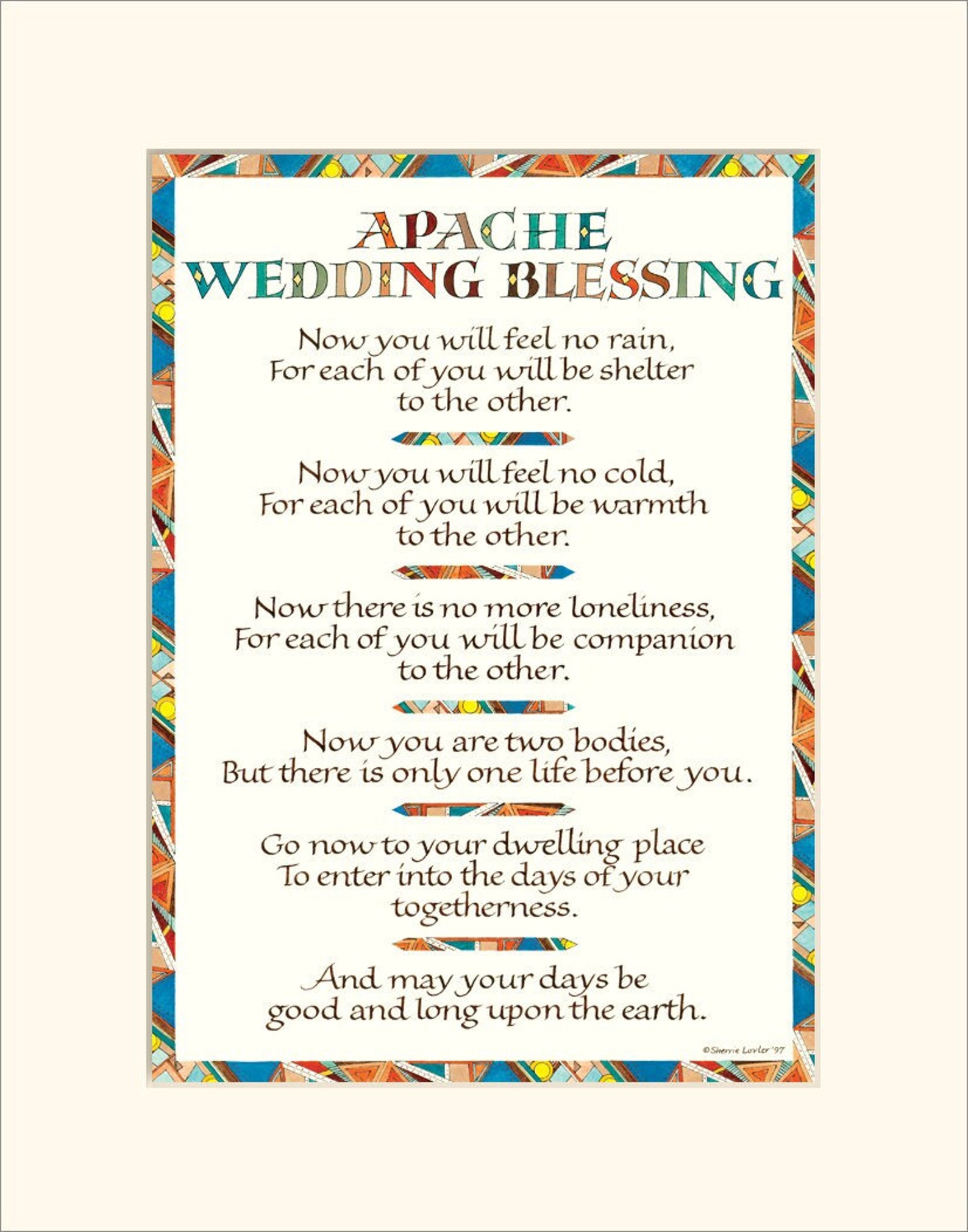 Apache Wedding Blessing, 11x14 Wedding Blessing Print, Wedding Gift