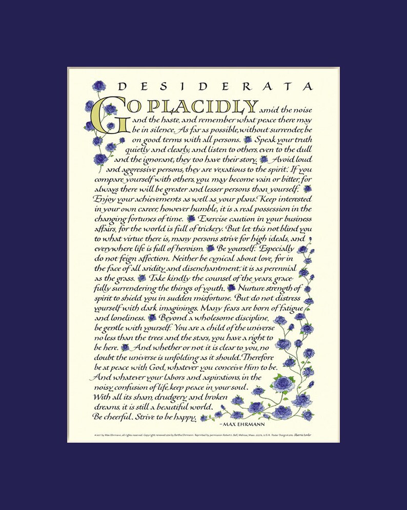 Desiderata Poem 8x10 Desiderata Print Go Placidly Max Etsy
