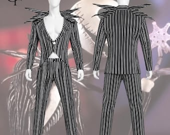 Jack Skellington Cosplay Suit | Nightmare Before Christmas Costume | Pinstripe Pumpkin King Halloween Outfit Comic Con