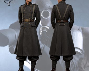 Warhammer 40K Death Korps of Krieg Coat | Astra Militarum Grimdark Greatcoat | Imperial Guard Cosplay Uniform LARP Comic Con