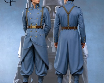 Death Korps of Krieg Officer Uniform | Warhammer 40K Blue Kriegsman Cosplay | Astra Militarum WH40K Grimdark Military Costume LARP