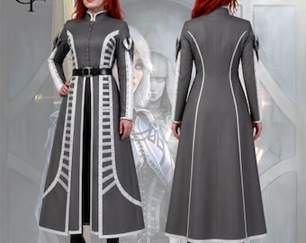 Shadowheart Cosplay Coat | Baldur's Gate 3 Dark Justiciar Costume, BG3 Cleric Grey Robe