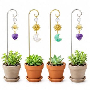 Crystal Plant Stakes, Decorative Sticks for Pots and Planters,  Crystal Wind Chime Bonsai Flower