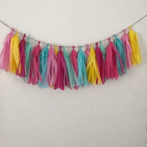 Ghirlanda di nappe / ghirlanda di nappe / striscione di nappe Ghirlanda di carta velina - QUALSIASI COLORE tu scelga, brillante, estivo, rosa shocking, magenta, giallo.