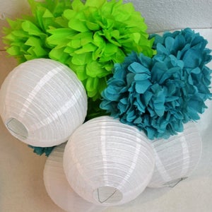 Kit di tessuto Pom Pom e lanterne / Deluxe party decorazioni / primo compleanno / bridal doccia / baby doccia arredamento/teal/ragazzo/Lanterna/baby mobile