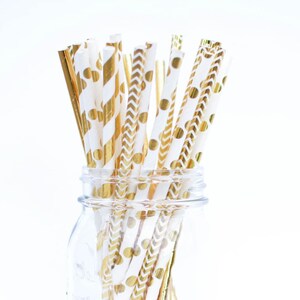 Josephine: Patterned Metallic Gold Straws