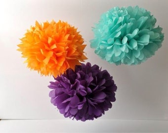 tissue paper pom pom kit -10 - pick COLORS