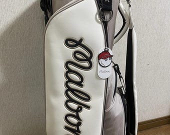 Malbon Golf Caddie Stand Bag | Beige with Hood | 2-Piece Set Carry Tags NEW