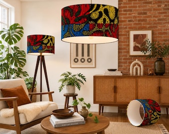 Pantalla de lámpara africana de cera hecha a mano y de colores brillantes