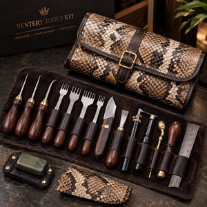 Luxury Python Leather Veterinary Tool Kit, Premium Leather Tool Roll Pouch, Professional Vet Instruments Set, Unique Gift for Veterinarians