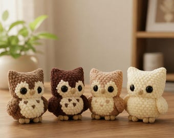 Chubby Owl Crochet Pattern PDF, Chunky Amigurumi Owl, Easy Beginner Friendly Plush Toy Pattern, Cute Kawaii Owl DIY Gift