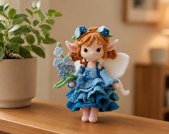 Forget Me Not Fairy Crochet Pattern PDF | Amigurumi Fairy Doll Pattern | Blue Mila Fairy Plush | Cute Handmade Doll Tutorial | DIY Gift Idea