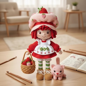 Strawberry Shortcake Crochet Doll Pattern PDF, Amigurumi Doll Pattern, Cute Girl Plush Toy, DIY Handmade Gift, Instant Download