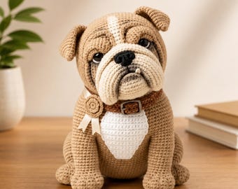 English Bulldog Crochet Pattern PDF, Amigurumi Bulldog Pattern, Crochet Dog Tutorial, DIY Puppy Plush, Instant Download