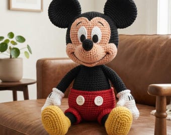 Mickey Mouse Crochet Pattern PDF, Amigurumi Mouse Pattern, Large Plush Toy DIY, Cartoon Crochet Doll Tutorial, Instant Download
