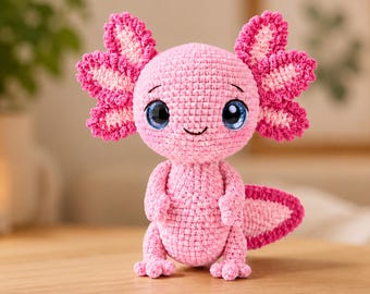 Axolotl Crochet Pattern PDF, Amigurumi Axolotl Plush Tutorial, Cute Kawaii Animal Crochet, Beginner Friendly Digital Download