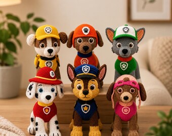 6-in-1 Rescue Pups Crochet Pattern Bundle PDF | Amigurumi Dog Crochet Pattern | Plush Puppy Toy | Digital Download | DIY Gift