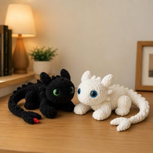Toothless Crochet Pattern PDF, Night Fury Dragon Amigurumi, Fantasy Dragon Plush Tutorial, Easy Crochet Toy, Instant Download