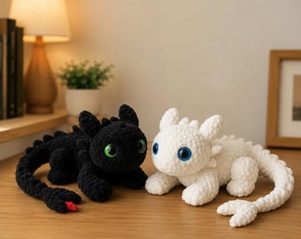 Toothless Crochet Pattern PDF, Night Fury Dragon Amigurumi, Fantasy Dragon Plush Tutorial, Easy Crochet Toy, Instant Download