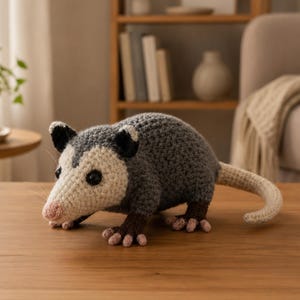 Opossum Crochet Pattern PDF | Amigurumi Opossum Pattern | Woodland Animal Crochet Tutorial | Plush Possum DIY Gift
