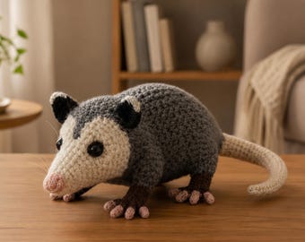 Opossum Crochet Pattern PDF | Amigurumi Opossum Pattern | Woodland Animal Crochet Tutorial | Plush Possum DIY Gift