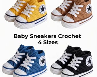 Baby Sneakers Crochet Pattern PDF | Unisex Baby Booties Amigurumi | 4 Sizes | Newborn Shoes Pattern | Easy DIY Gift