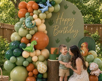 Dinosaur Balloon Arch Kit | 121-Piece Dino Garland for Boy Birthday (DIY)