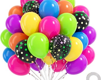 Neon Balloon Kit, 80s 90s Party Decor, Rainbow Birthday Supplies
