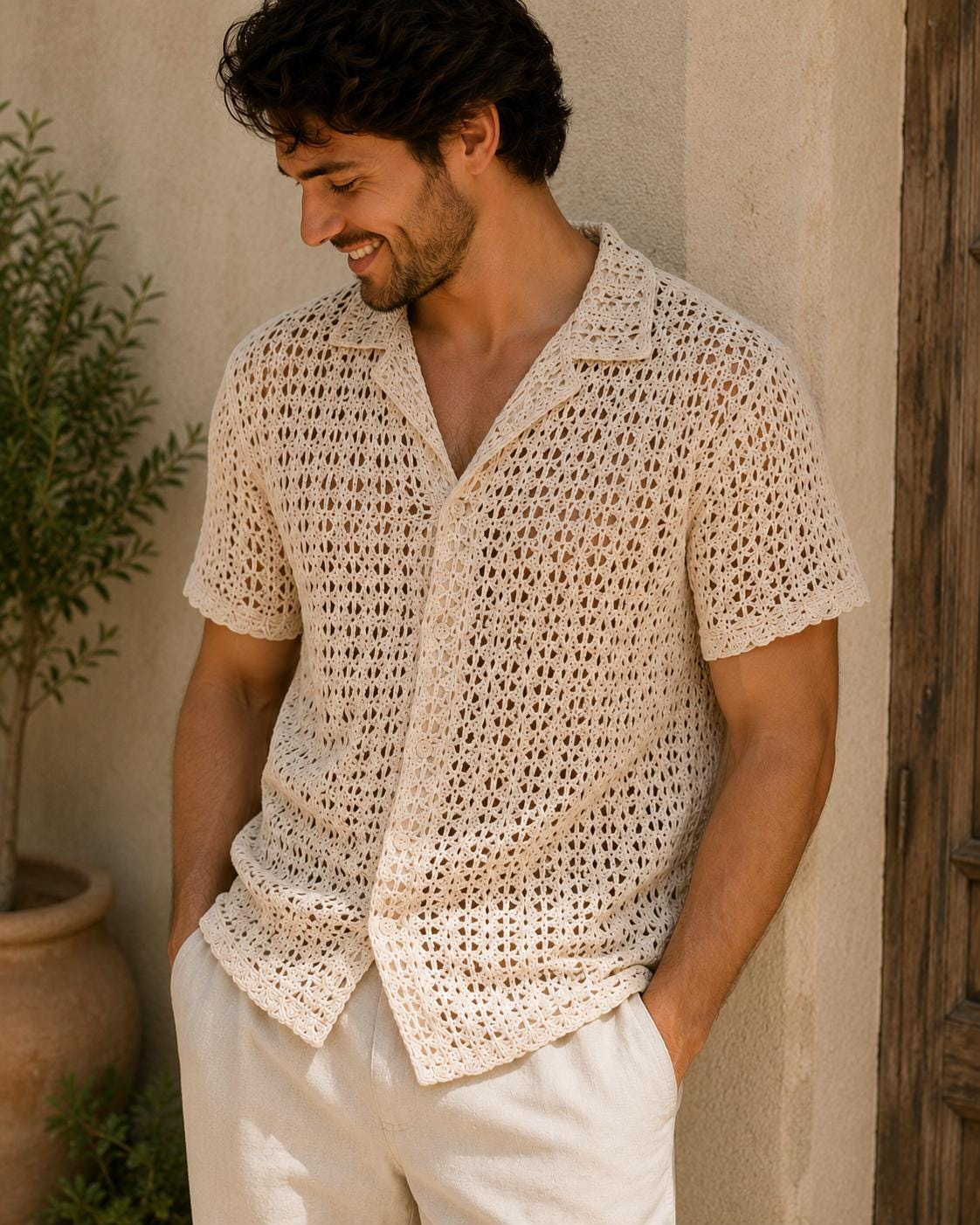 Mens crochet shirt - Etsy 日本