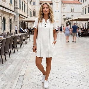 boho shift mini dress Women Mini Summer Dress V Neck Ruffle Sleeve Boho Flowy Shift Short Dress