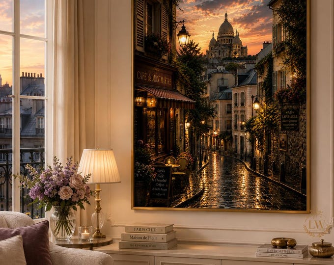 Paris Montmartre Wall Art, Rainy Evening Print