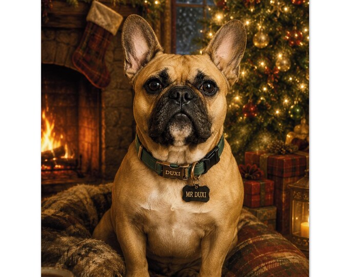 Custom  Personalised French Bulldog Christmas  Art Print , Unframed