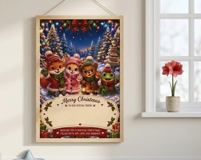 Personalised Christmas Wall Art | Cute Kids Festive Print